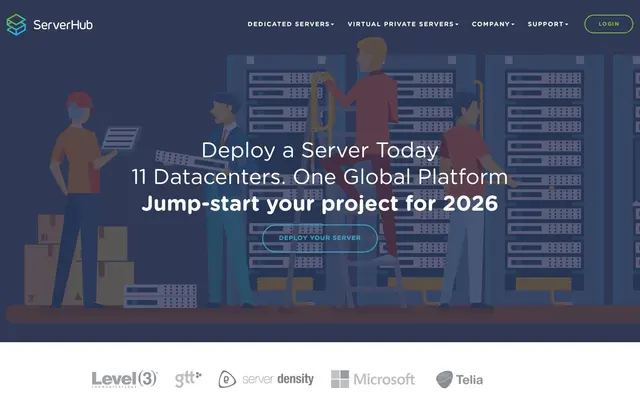 Скриншот сайта serverhub.com
