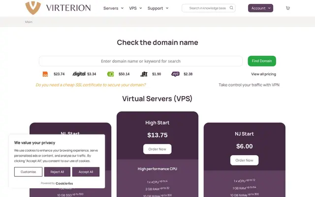 Скриншот сайта virterion.com