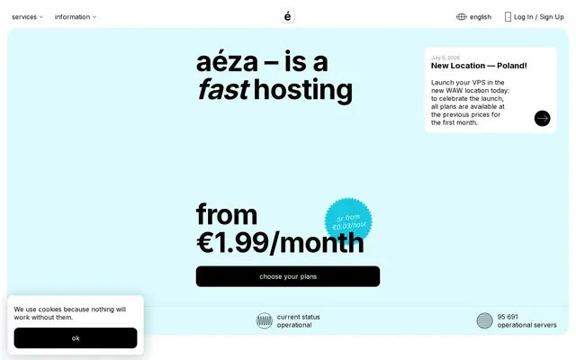 Скриншот сайта aeza.net