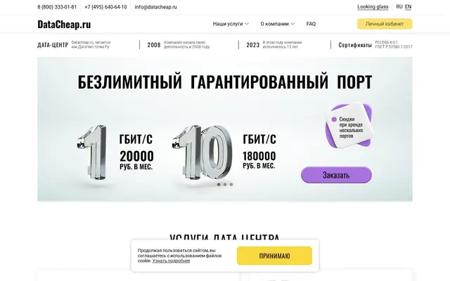 Скриншот сайта datacheap.ru