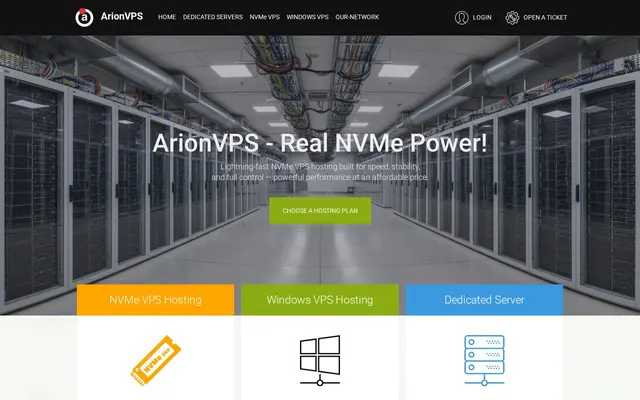 Скриншот сайта arionvps.com