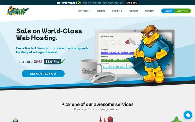 Скриншот сайта hawkhost.com