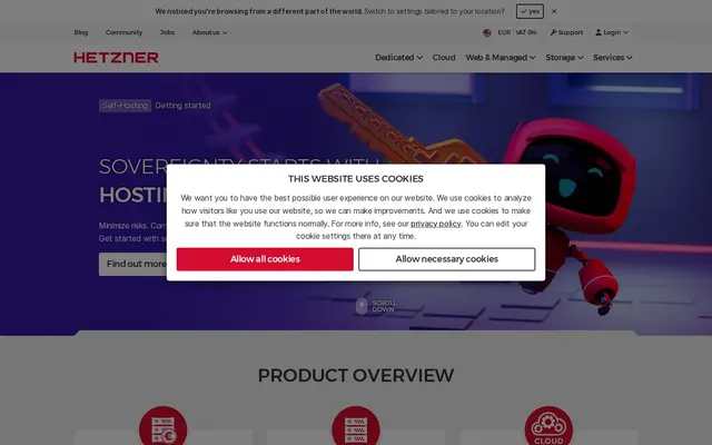 Скриншот сайта hetzner.com