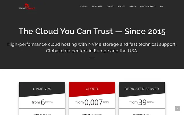 Скриншот сайта mivocloud.com