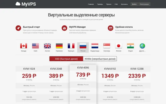 Скриншот сайта myvps.ru