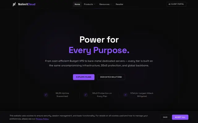 Скриншот сайта nolimitcloud.eu